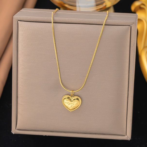 Titanium Steel Necklace For Women, Fashionable And Niche Design, Wavy Edge Engraved Pendant, Heart-shaped Lock_ipsvogv.com