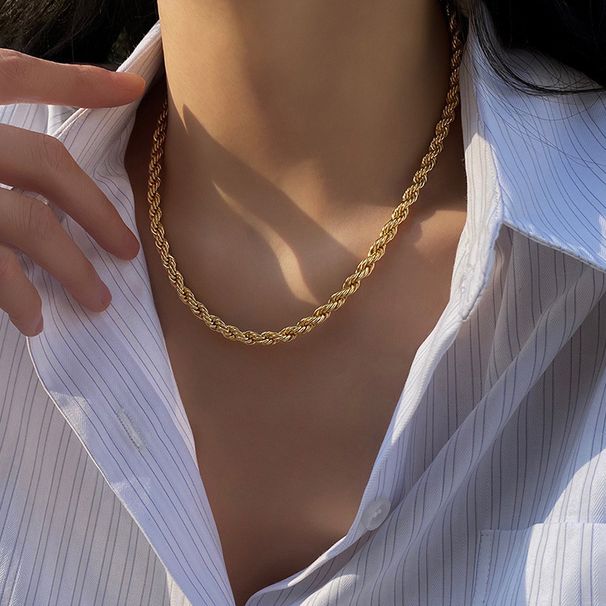 Personalized Necklace Stainless Steel Fried Dough Twists Chain DIY Chain Plain Chain Fashion Hip-hop Neck Chain_ipsvogv.com