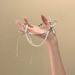 Korean Style Leather Bow Ribbon Pearl Necklace For Women Sweet Cool Design Sense Niche Double Layer Stacked Collarbone_ipsvogv.com