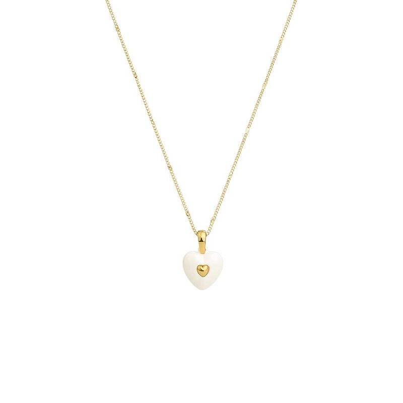 Women's Jewelry Casual Colored Enamel Love Necklace Light Luxury High End Design Sense Cold Style Peach Heart Versatile Sweater Chain_ipsvogv.com