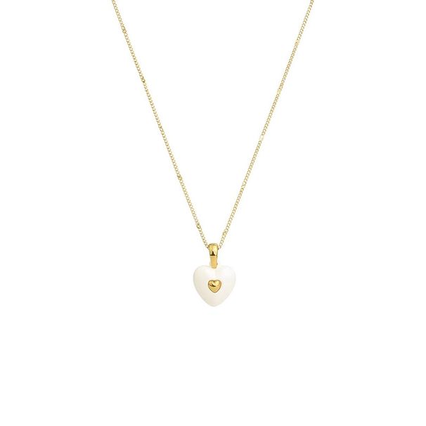 Women's Jewelry Casual Colored Enamel Love Necklace Light Luxury High End Design Sense Cold Style Peach Heart Versatile Sweater Chain_ipsvogv.com