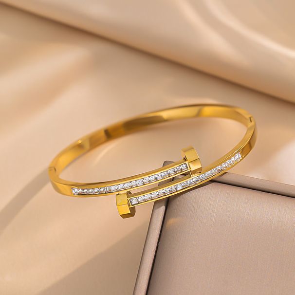 Fashionable And Trendy Personalized Nail Bracelet With Micro Inlaid Zircon, Niche Design, Exquisite Titanium Steel_ipsvogv.com