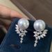 Cao Shi Imitates Pearl Earrings For Female Actors, Elegant Temperament, Geometric Zircon Earrings, Design Sense, Light_ipsvogv.com