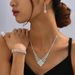 Diamond Jewelry Set - 3-Piece Block Necklace, Earrings & Bracelet For Women, Elegant & Versatile Everyday Wear_ipsvogv.com
