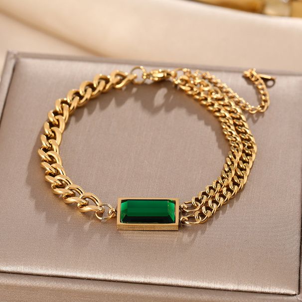 Hip Hop Niche Dign, Titanium Steel Bracelet, Women's Diamond Inlaid Emerald, Cool Style, Ins Handmade Trendy_ipsvogv.com