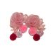 Unisex Bean Paste Pink Begonia Mesh Flower Hair Ball Earrings Autumn And Winter Earrings Niche Design Gentle Temperament Earrings Earrings_ipsvogv.com