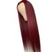 Wig woman wine red long straight hair with long bangs fashion chemical fiber headgear_ipsvogv.com
