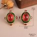 French Retro Glass Oval Earrings Personalized Diamond Court Style Personalized Earrings Tiger Eye High Grade Earrings For Women_ipsvogv.com