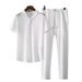 Men's Clothing White Casual Sports Suit For Men In Summer With Lapel, Fashionable, Light Luxury, Pleated Two-piece Suit, Thin And Handsome, Trendy_ipsvogv.com