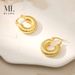 Copper Plated K Real Gold Threaded Ear Buckles Solid Hoop Short Heavy Duty Earrings Retro Color Preserving Earrings_ipsvogv.com