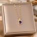 Korean Fashion Titanium Steel Necklace, Women's Gold Square Diamond Inlaid Pendant, Light Luxury, Niche Feeling,_ipsvogv.com