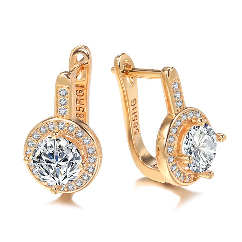 Women's Jewelry Fashion Design Zircon Earrings Temperament Rose Gold Small Earrings_ipsvogv.com
