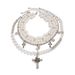 Hip Hop Punk Rose Flower Cross Necklace, Water Droplet Pearl Bead Necklace Set_ipsvogv.com