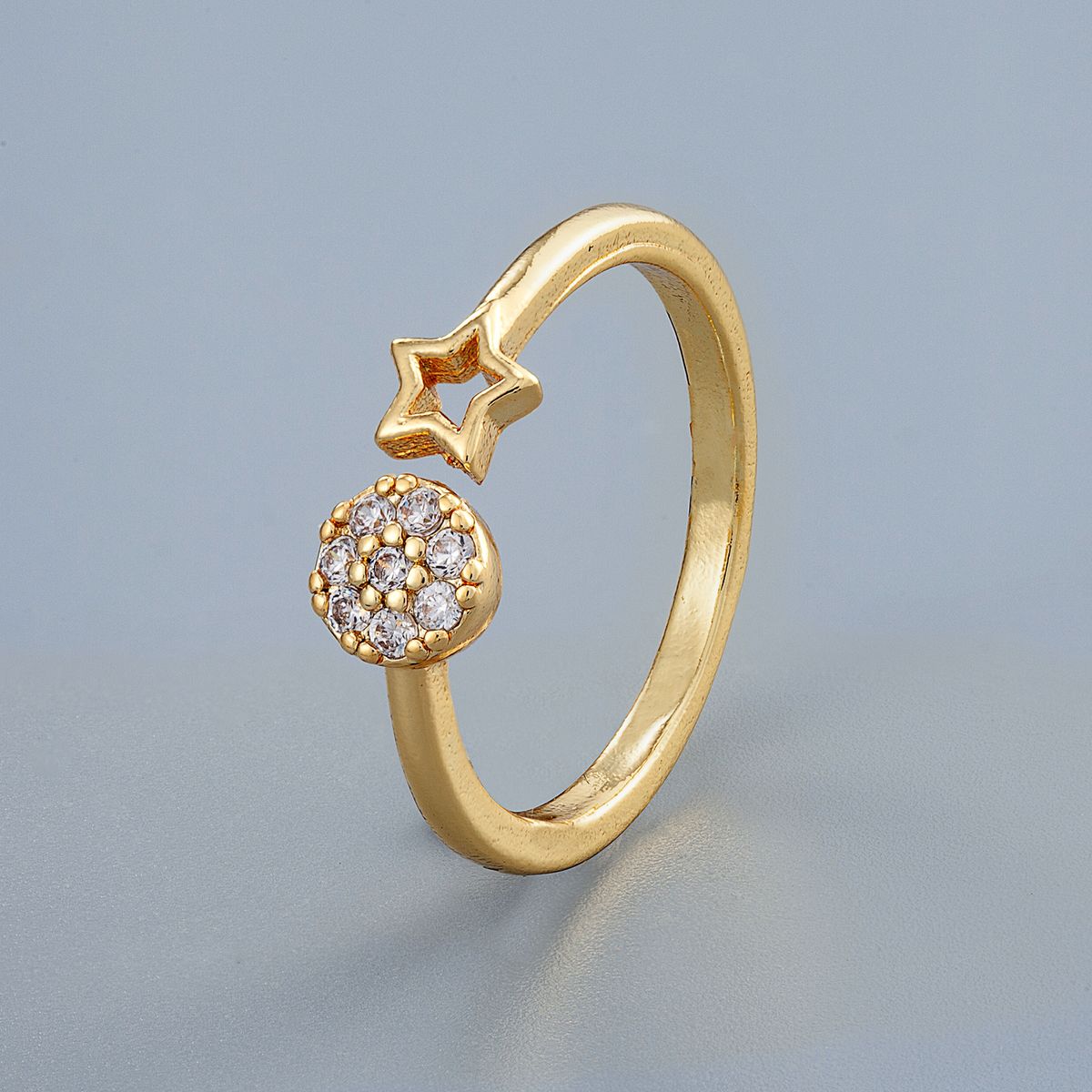Unisex Version Of The Star Moon Diamond Zircon CZ Ring Female Index Finger Ring Gold And Silver Light Luxury Ins Style Hand Jewelry_ipsvogv.com