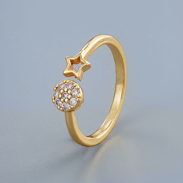 Unisex Version Of The Star Moon Diamond Zircon CZ Ring Female Index Finger Ring Gold And Silver Light Luxury Ins Style Hand Jewelry_ipsvogv.com