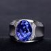 Trendy Men's New Fashion Inlaid Silver Natural Colored Blue Stone Tanzanite Ring_ipsvogv.com