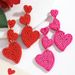 Super exquisite multi layer handmade rice bead heart earrings sweet romantic creative niche earrings Valentine's Day_ipsvogv.com