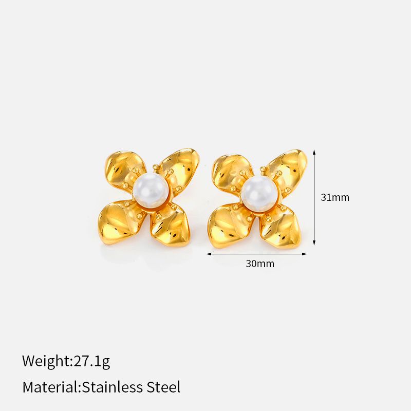 Women’s Jewelry Set Fashion Hot Selling Ins Style Simple And Versatile High End Gold Plated Stainless Steel Petal Leaf Earrings_ipsvogv.com