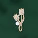 French Retro Rose Brooch Small Fragrance Style Tulip Alloy Diamond Brooch Feather Pin Suit Accessories_ipsvogv.com