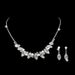 Silver Pearl & Diamond Bridal Jewelry Set - Necklace & Earrings (Elegant Ladies Celebration Accessories, Full Diamond Inlay)_ipsvogv.com