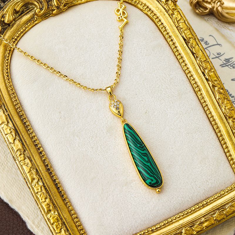 Lossyrow Water Drop Peacock Stone Pendant Necklace Autumn and Winter, High Light Luxury, Small Personality, Sweater_ipsvogv.com
