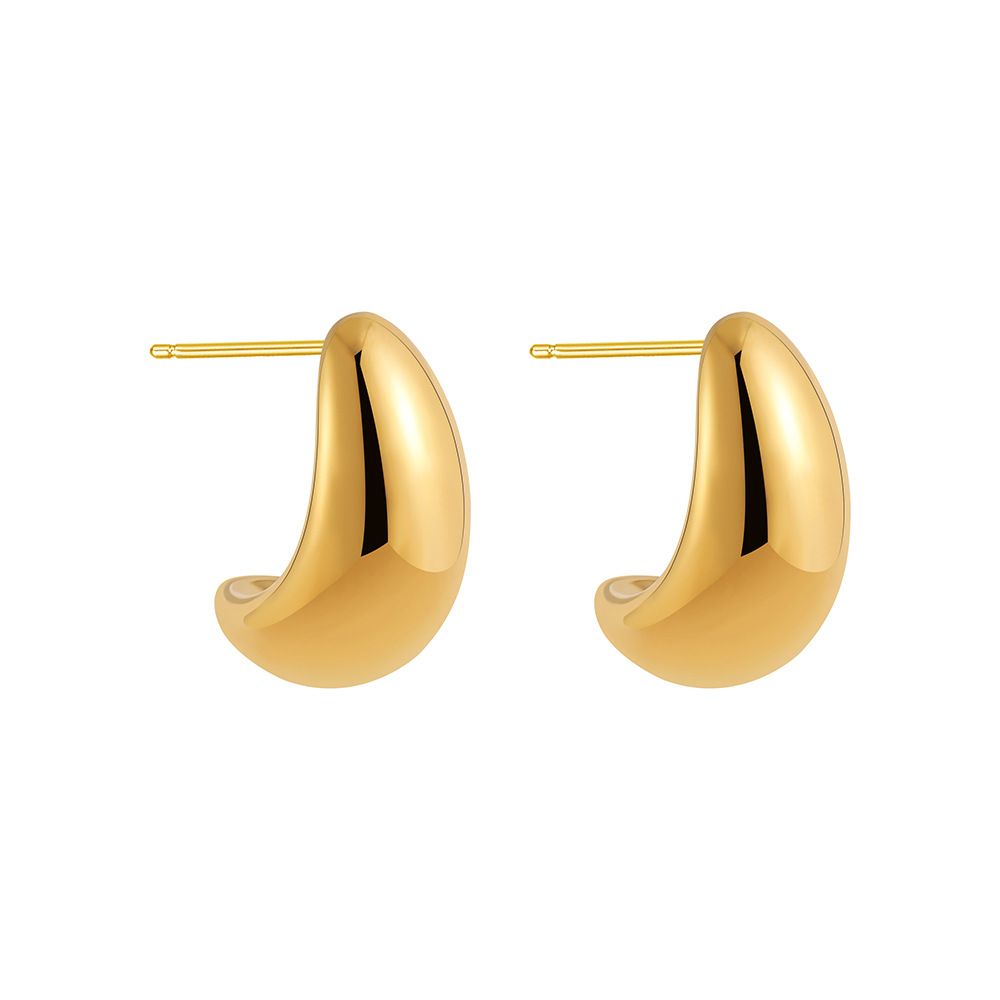 Women’s Jewelry Set Fashion Fashion Niche Design Stainless Steel C Shaped Moon Earrings Light Luxury Full Of Colored Diamonds C Shaped Pea Earrings_ipsvogv.com