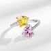 High End Design, Sweet Pink Yellow Diamond Zircon Heart Ring, Women's Light Luxury, Niche, Adjustable Index Finger Ring_ipsvogv.com