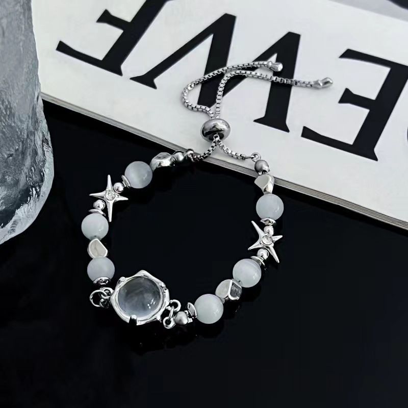 New Trendy Design Cat's Eye Stone Star Bracelet Women, Ins Style Light Luxury Hip-Hop Spliced Versatile Hand Jewelry For_ipsvogv.com