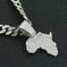 Hip hop full diamond map pendant, Cuban necklace, cool and domineering, exaggerated street dance outfit, collarbone neck_ipsvogv.com