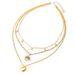 Temperament Accessory: Three Layer Collarbone Chain With Small Golden Beans, Full Diamond, Round Life Tree Pendant,_ipsvogv.com