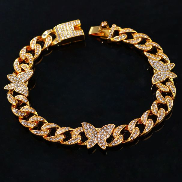 Accessories Fashion Inlaid Cuban Anklet hiphop Hip Hop Diamond Butterfly Anklet_ipsvogv.com