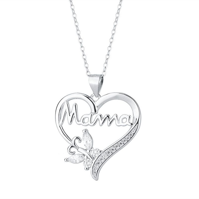 Hot Selling Hollow Heart Diamond Pendant Letter MAMA Necklace For Women Fashion Accessories_ipsvogv.com