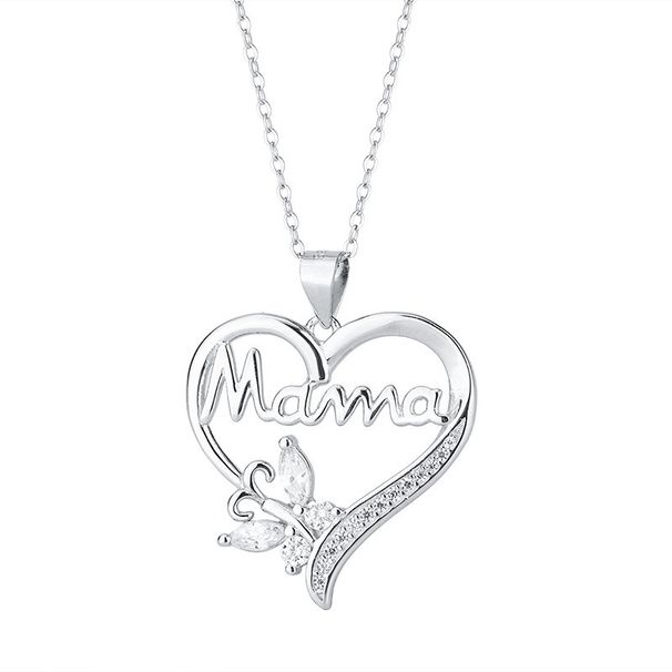 Hot Selling Hollow Heart Diamond Pendant Letter MAMA Necklace For Women Fashion Accessories_ipsvogv.com