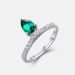 new Water Drop Micro Inlaid Cultivated Emerald Ring S925 Silver Colored Gem Open Finger Ring Light Luxury Retro_ipsvogv.com
