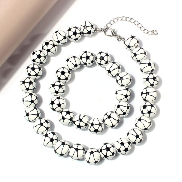 Football Fan Beaded Bracelet & Necklace Set - Sporty Cheerleading Accessories_ipsvogv.com