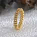 Personality Exaggerated Niche Design Cold Style Ring Female Copper Plated Real Gold Dense Small Round Bead Ring_ipsvogv.com