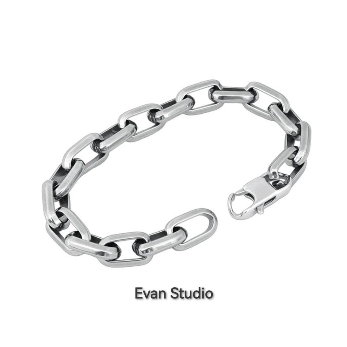 Geometric Square Lock Bracelet For Men, Patchwork Cuban Thick Chain, Simple American Style, Trendy Hip-Hop Niche Ins_ipsvogv.com