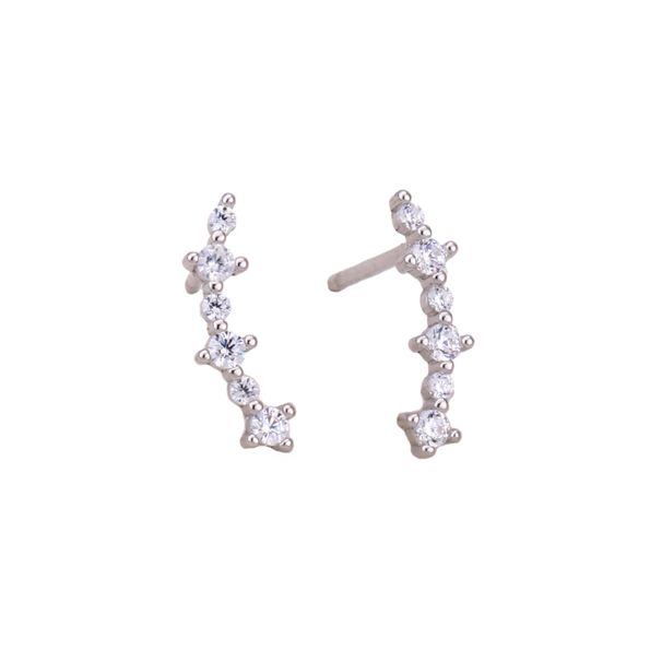 Women's Jewelry S925 Sterling Silver Shooting Star Earrings Shiny Mini Earrings Basic Versatile Row Diamond Small Earrings_ipsvogv.com