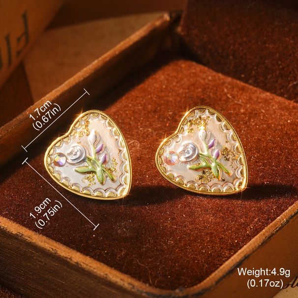 Monet Garden Violet Series Enamel Love Geometric Niche Vintage High End Earrings Oil Painting Earrings_ipsvogv.com