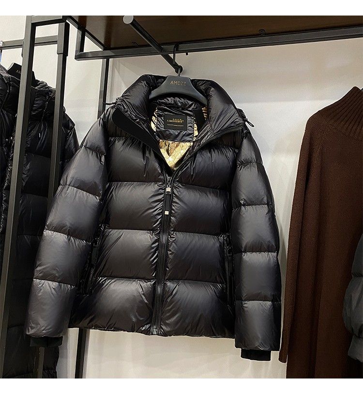 Women's Clothing Black and gold winter coats jacket windproof short winter coats jacket women new winter high end off season thickened couple hooded outer_ipsvogv.com