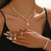 Jewelry Set Water Drop Wedding Necklace Earrings Bracelet Ring Simple Party Wear For Women_ipsvogv.com