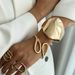 Fashionable exaggerated geometric mirror open bracelet Design sense hug double ring bracelet_ipsvogv.com