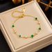 Women's Jewelry Simple Personality Square Green Zircon Splicing Chain Titanium Steel Bracelet Gold Plated Non Fading All Match Female_ipsvogv.com