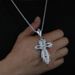 Men's Jewelry Punk Rock Cross Pendant Necklace With Twist Chain For Hip Hop Style, Gothic Fashion, And Urban Streetwear_ipsvogv.com
