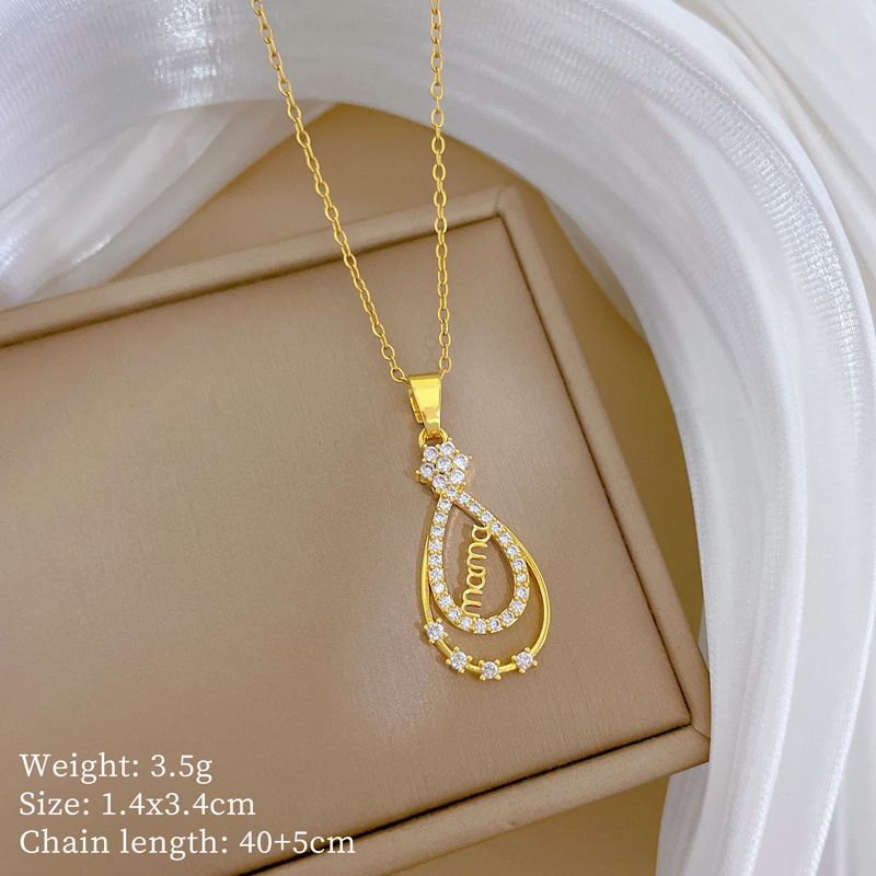 】 MAMA 【 Water Drop Fashion Light Luxury Charm Gorgeous Full Diamond Necklace Women's Versatile Clavicle Chain Titanium 【 】_ipsvogv.com