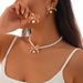 Sweet And Cool Ins Pearl Bead Set, Light Luxury Style Metal Bow Collarbone Chain Necklace Accessory_ipsvogv.com