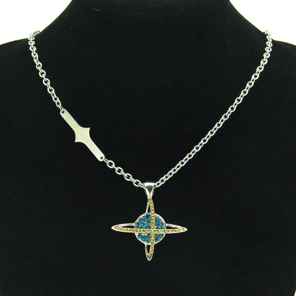 Personalized Diamond Inlaid Planet Cosmic Necklace Trend INS Fashion Brand Men's and Women's Punk Titanium Steel_ipsvogv.com