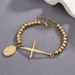 Stainless Steel Round Bead For Men And Women Cross Pendant Bracelet_ipsvogv.com