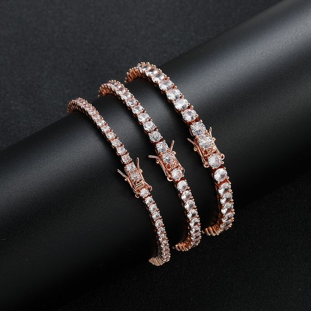 Rose Gold White Tennis 3mm 4mm 5mm Hip Hop Jewelry Copper Micro Inlaid Zirconia Bracelet For Women_ipsvogv.com