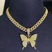 Dia Butterfly Pendant New Cuban Chain Personality Niche Women's Necklace Accessories_ipsvogv.com